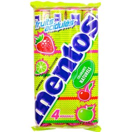 Mentos Fruit Acidulés Lot économique de 4 rouleaux