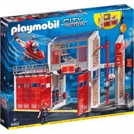 PLAYMOBIL 9462 City Action - Caserne De Pompiers Avec Hélicoptère