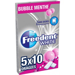 White Freedent Chewing-gum s/ sucres goût bubble menthe