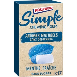 Hollywood Chewing-gum simple menthe fraiche sans sucres