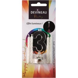 Devineau Bougie chiffre n.3 avec led