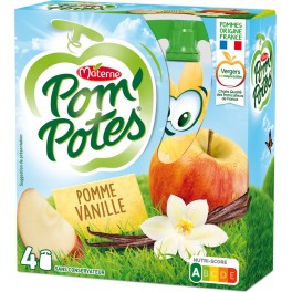 Pom Potes Compotes en gourde Pomme Vanille POM'POTES 4x90g 360g