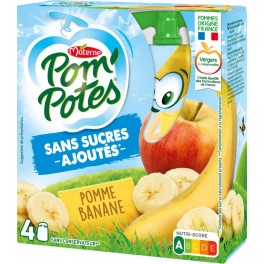 Pom'Potes Compote Pomme Banane sans sucres ajoutés 4x90g