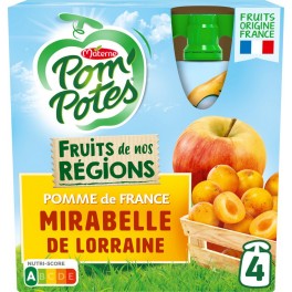 Pom Potes Compotes en gourde pomme mirabelle s/sucres ajoutés POM'POTES x4 90g