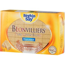 Béghin Say Sucre Blonvilliers Pure Canne Blond Morceaux 1Kg (lot de 6)