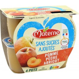 MATERNE POMME PECHE ABRICOT sans sucres ajoutés 100g x4