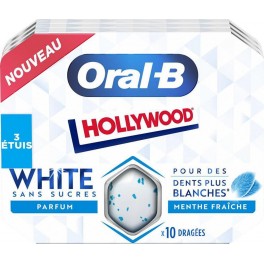 Hollywood Dragées oral b white menthe fraîche 3 x 10 51g