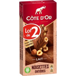 Côte d’Or Tablette de chocolat au lait et noisettes entières 2x180g