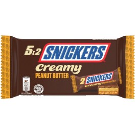 SNICKERS Barres chocolatées Beurre De Cacahuètes Et Caramel CREAMY les 5 barres de 36,5g