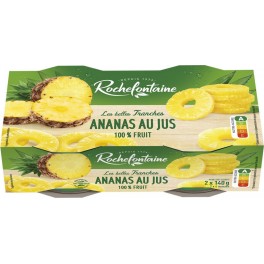 ROCHEFONTAINE Fruit en sirop ananas en tranches au jus sans sucre 454g