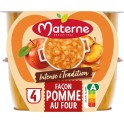 MATERNE Compotes Intense et Tradition pomme au four les 4 coupelles de 97g