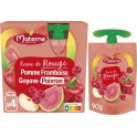 MATERNE Compotes Envie de rouge pomme framboise goyave poivron sans sucres ajoutés les 4 gourdes de 90g