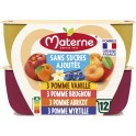 MATERNE Compotes pomme vanille, brugnon, abricot, myrtille sans sucres ajoutés les 12 coupelles de 100g