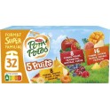 POM POTES Compotes 5 fruits pomme abricot pêche poire banane, fraise framboise myrtille cerise et goyave mangue ananas passion s