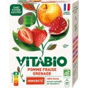 VITABIO Compote Pomme, Fraise et Grenade Immunité Bio les 4 gourdes de 100g