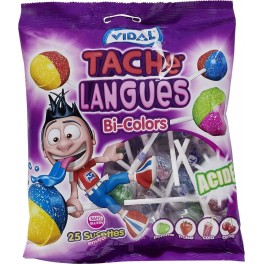 TACHE LANGUES Bonbons sucettes bi colors acide 200g