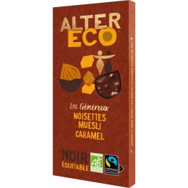 ALTER ECO Chocolat noir Noisettes muesli caramel 150g