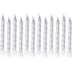 NC Lot De 12 Bougies D'anniversaire métalliques 6cm Argent