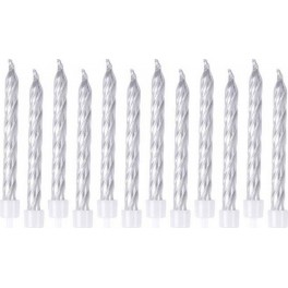 NC Lot De 12 Bougies D'anniversaire métalliques 6cm Argent