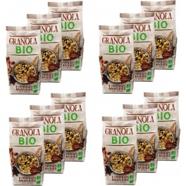 Granola 2 Chocolats Amandes Bio Agidra les 12 unités de 0.38Kg