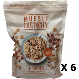 NC Lot 6x Muesli Croustillant 4 Noix Paquet 450g les 6 unités de 0.45Kg