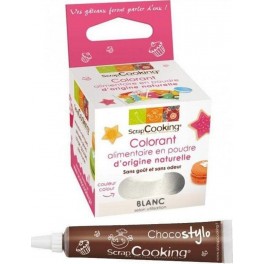 Colorant Alimentaire Naturel En Poudre Blanc + Stylo Chocolat