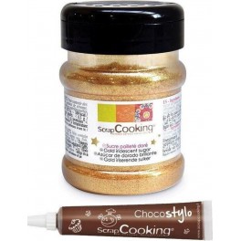 Scrapcooking Sucre Pailleté Doré + 1 Stylo Chocolat 160g