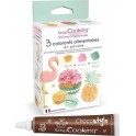 Scrapcooking 3 Colorants Alimentaires Rose Poudré, Vert D'eau, Doré + 1 Stylo Chocolat